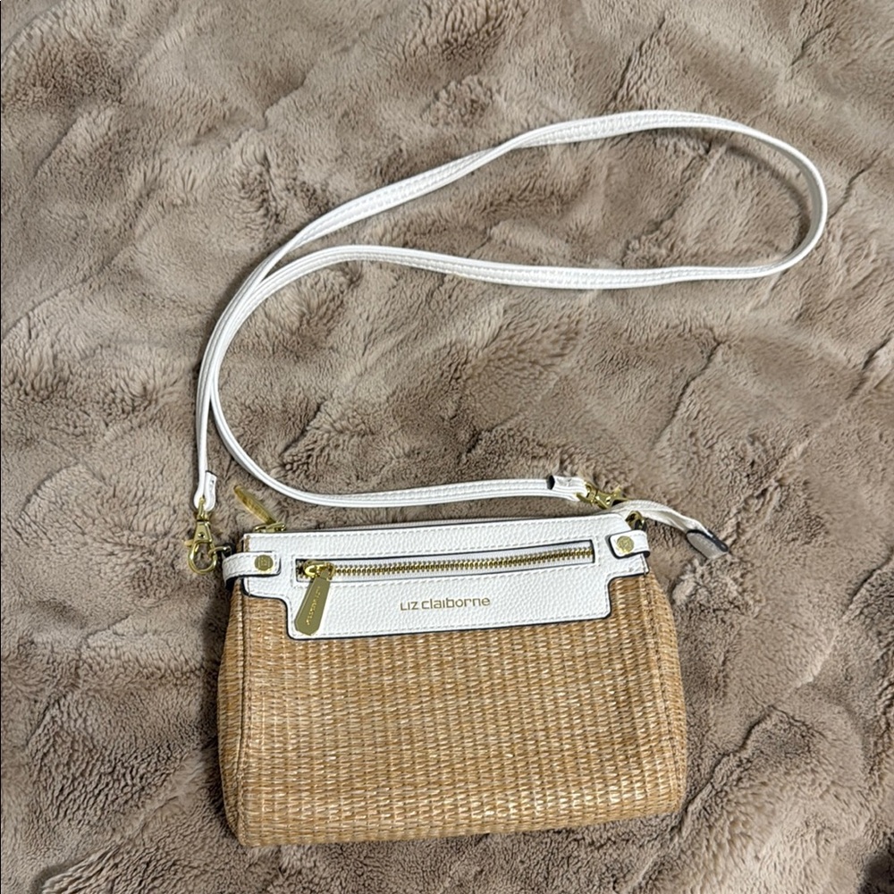 Liz Claiborne Tan and White Crossbody Bag with Chic Design